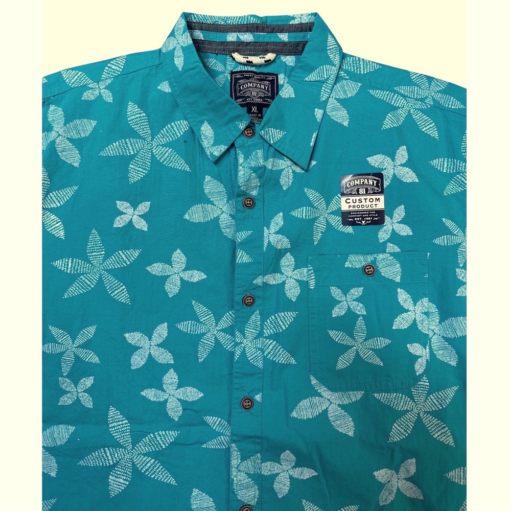 Company‎ 81 (Teal) Floral Short Sleeve Button Down Shirt Mens XLResort Wear